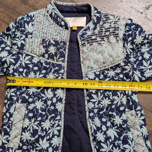 Leifsdottir Anthropologie Blue Quilted Blazer Size 6 - Picture 5 of 9